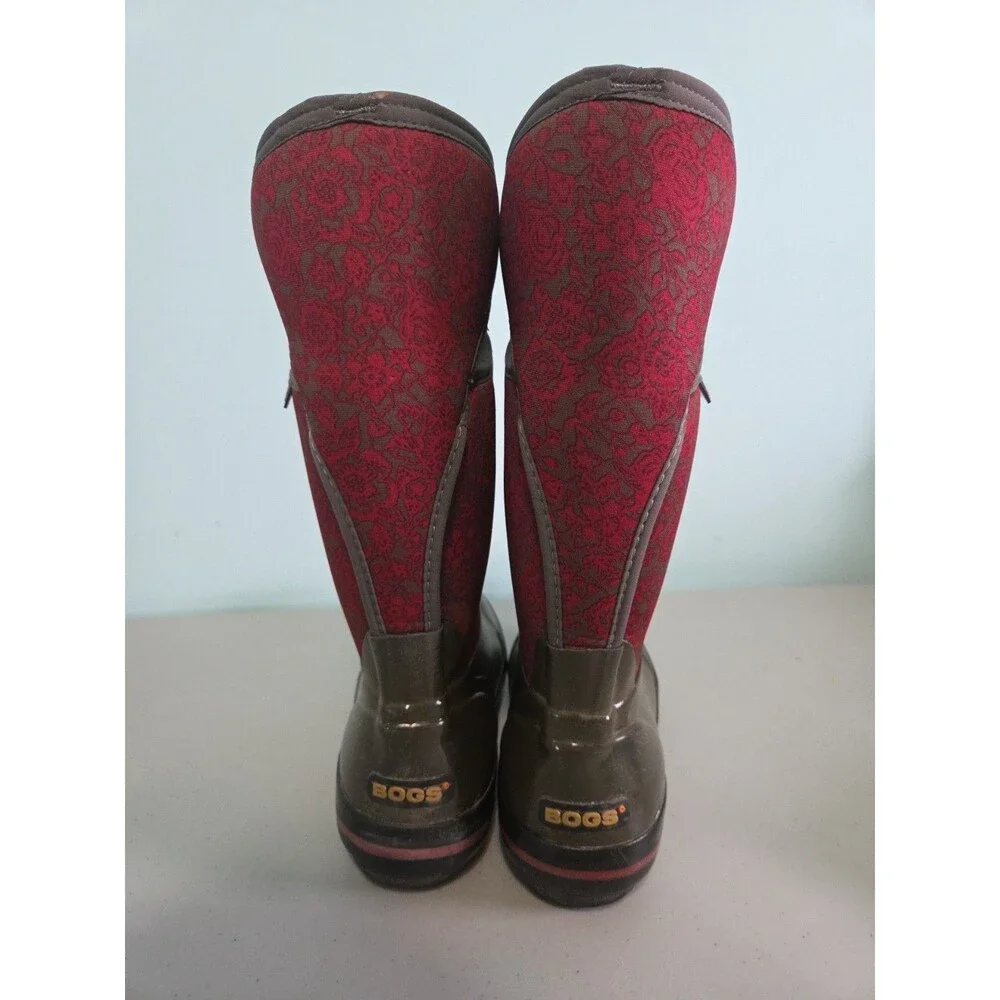 Bogs Plimsoll Quilted Floral High Rain Boots Womens Size 7 Dark Gray Multi